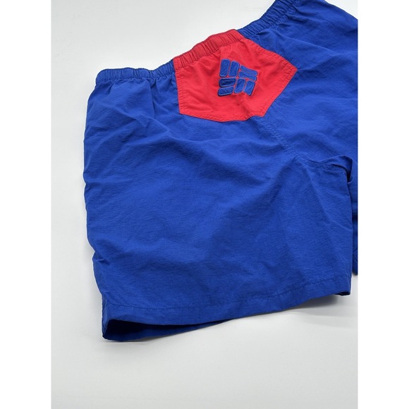 Vintage Columbia Belted Swim Trunks Mens Size XL Blue & Red Shorts - Picture 8 of 10